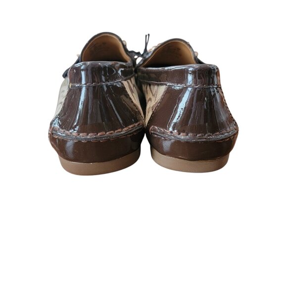 Coach Fortunata CC Metal & Brown Signature Logo Jacquard Flat/Loafers - Picture 7 of 11
